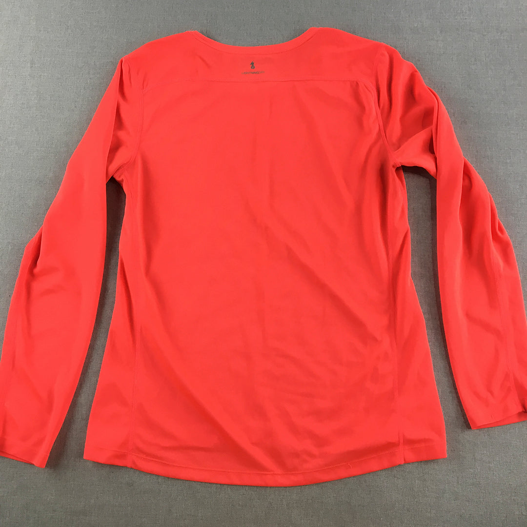 New Balance Womens Top Size L Red Long Sleeve Logo Pullover Shirt