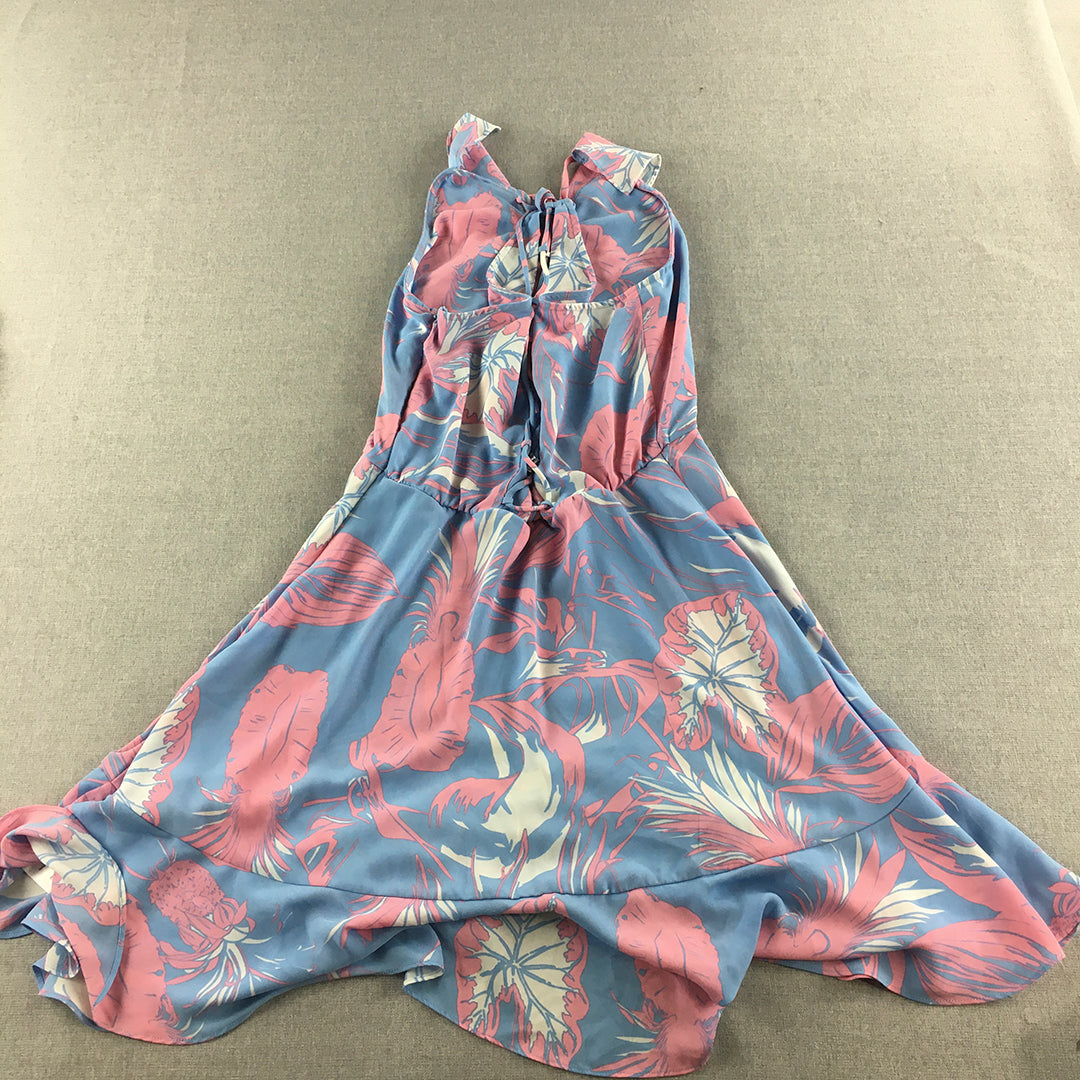 Pavement Kids Girls Dress Size 18 (Youth XL) Blue Pink Floral Sleeveless Flared