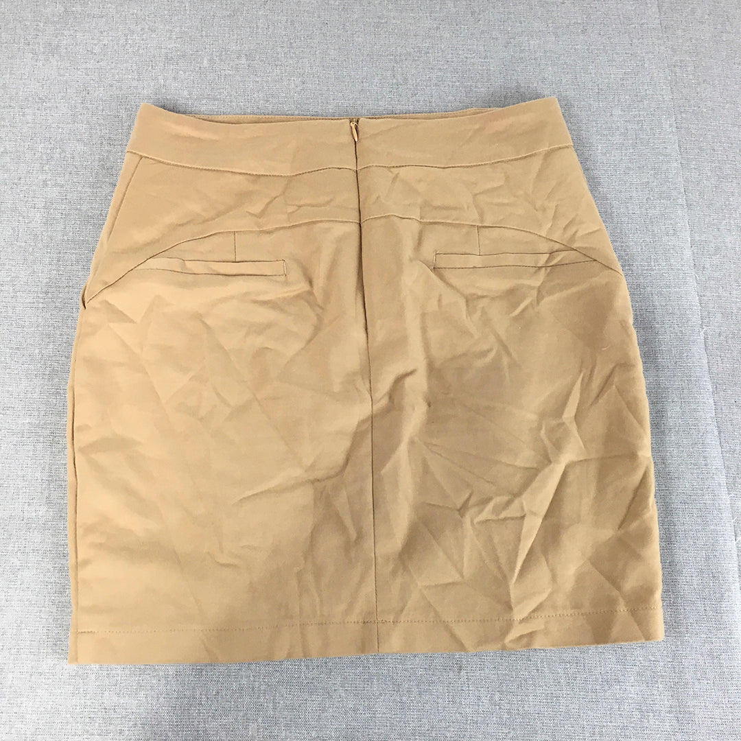 Forcast Womens Mini Skirt Size 10 Brown Pockets Straight