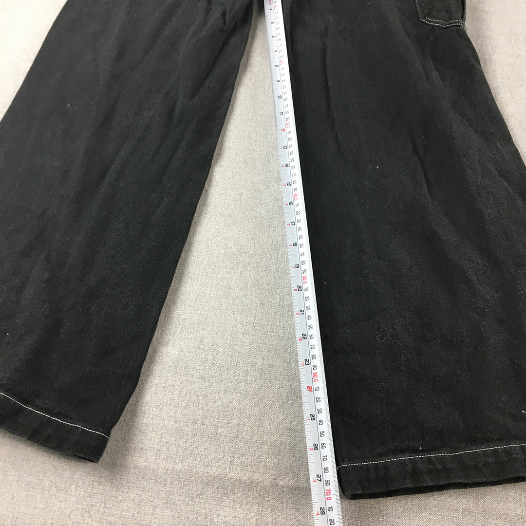 Luck & Trouble Womens Jeans Size 6 Black Wide Leg Pockets Denim