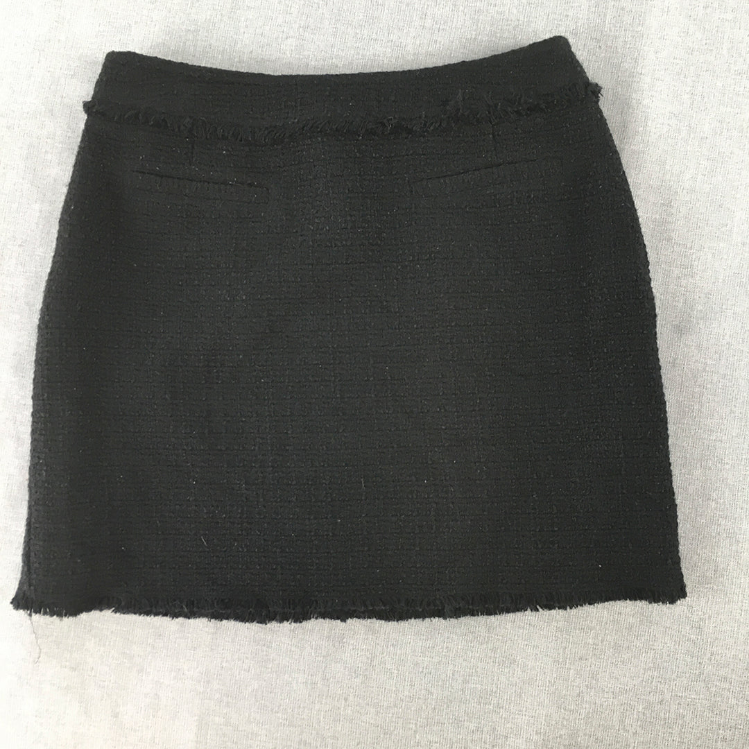 H&M Womens Wool Mini Skirt Size 10 Black Straight