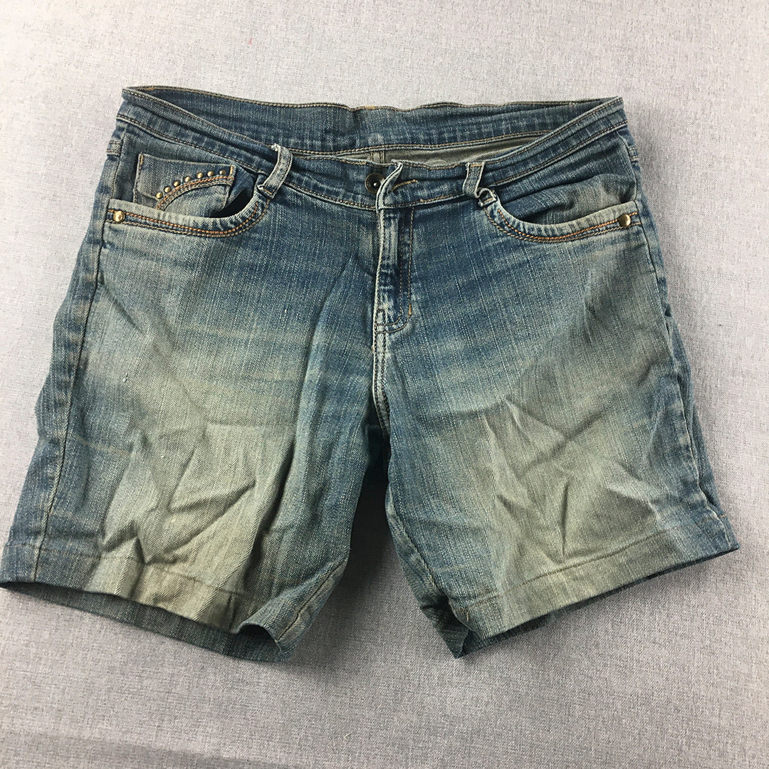 Kraus Jeans Womens Denim Shorts Size 32 (W32) Blue Studded Pockets