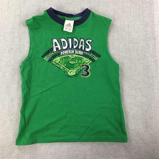 Adidas Baseball Homerun Derby Kids Boys Tank Top Size 7 Green Shirt