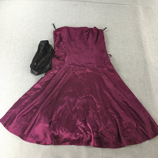 Worship Womens Stapless Mini Dress Size 12 Purple Satin Event