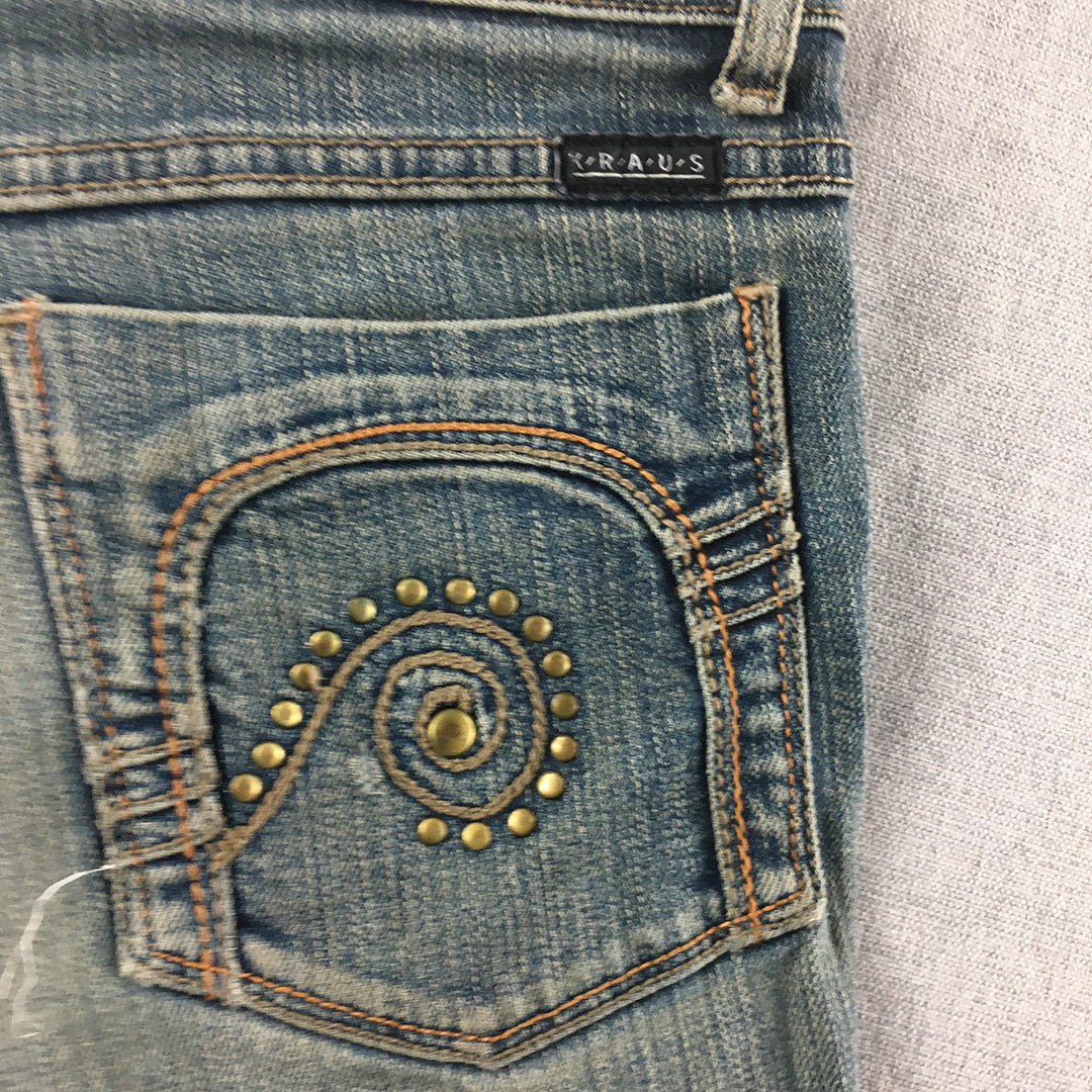 Kraus Jeans Womens Denim Shorts Size 32 (W32) Blue Studded Pockets