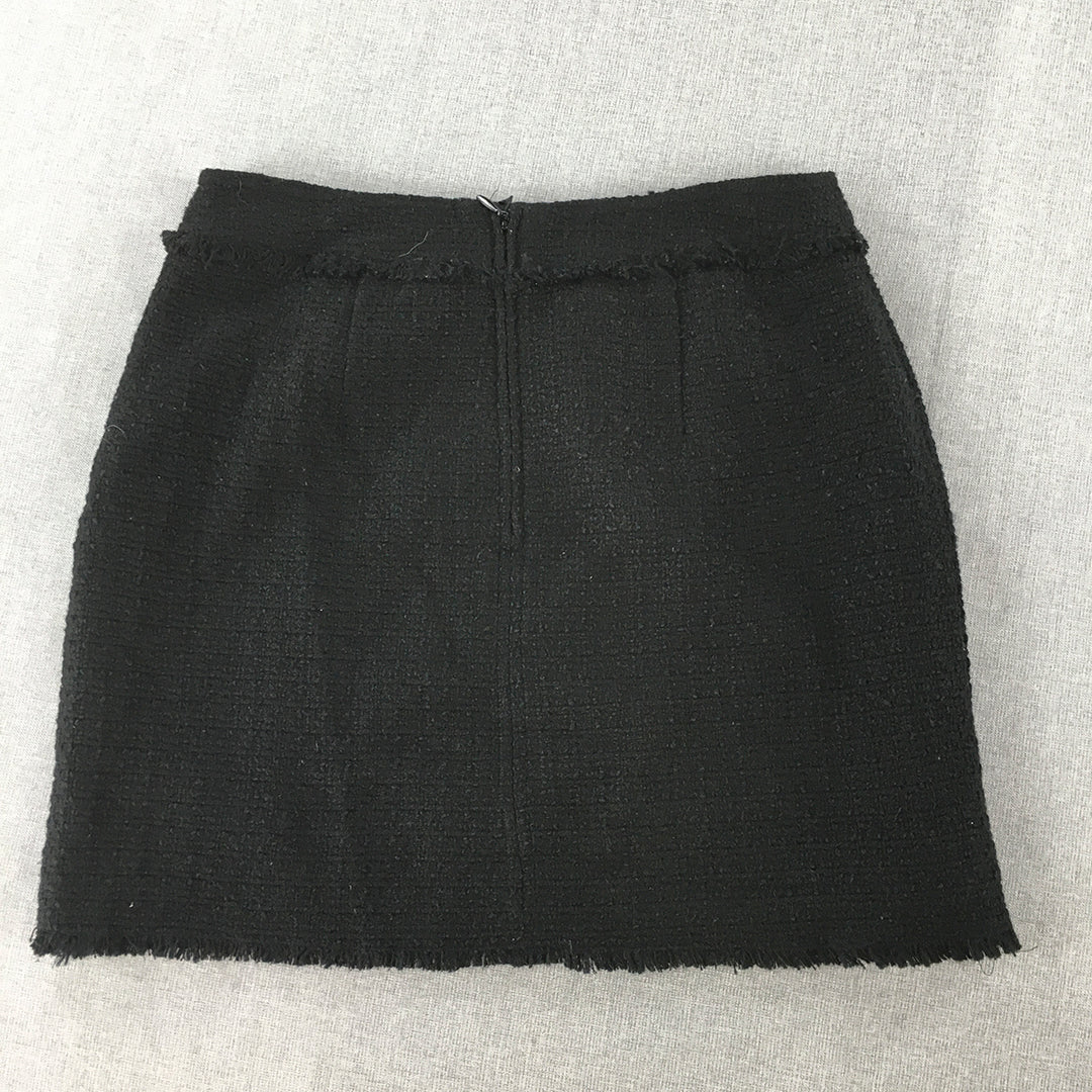 H&M Womens Wool Mini Skirt Size 10 Black Straight