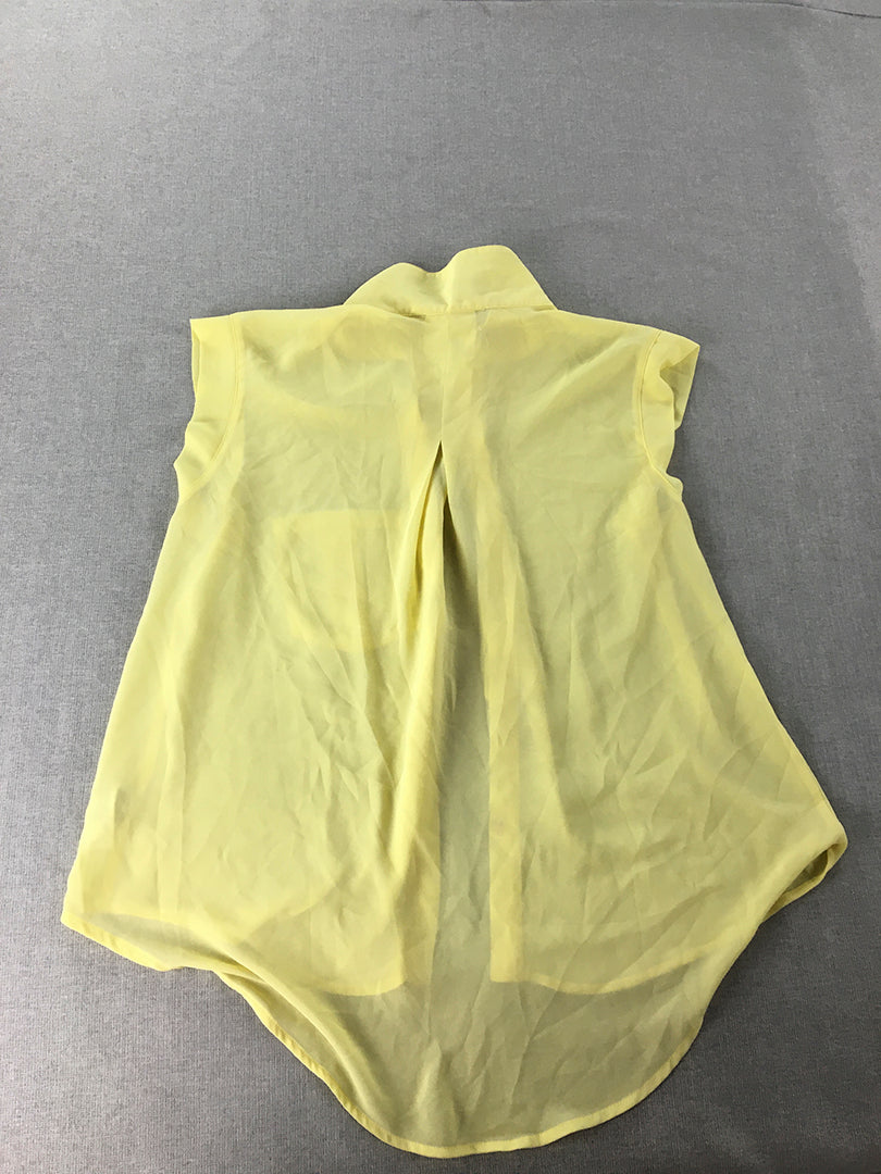 Forever 21 Womens Top Size M Yellow Sleeveless Button-Up Pocket Shirt