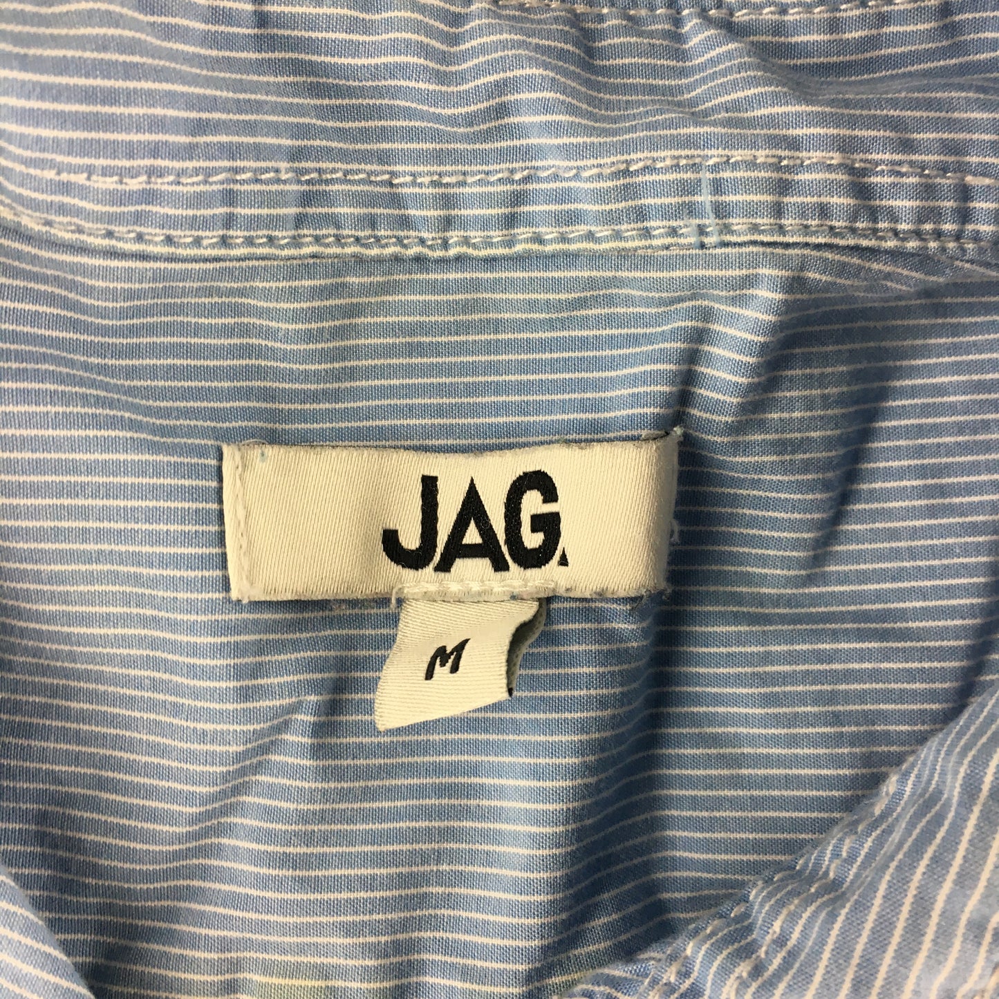 Jag Mens Shirt Size M Blue Striped Long Sleeve Button-Up Collared