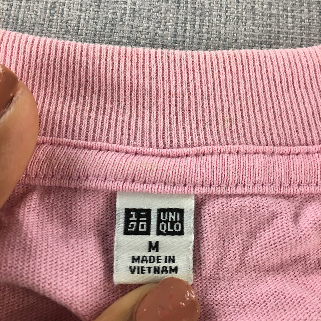 Uniqlo Womens Top Size M Pink Oversized Crew Neck Pullover Shirt