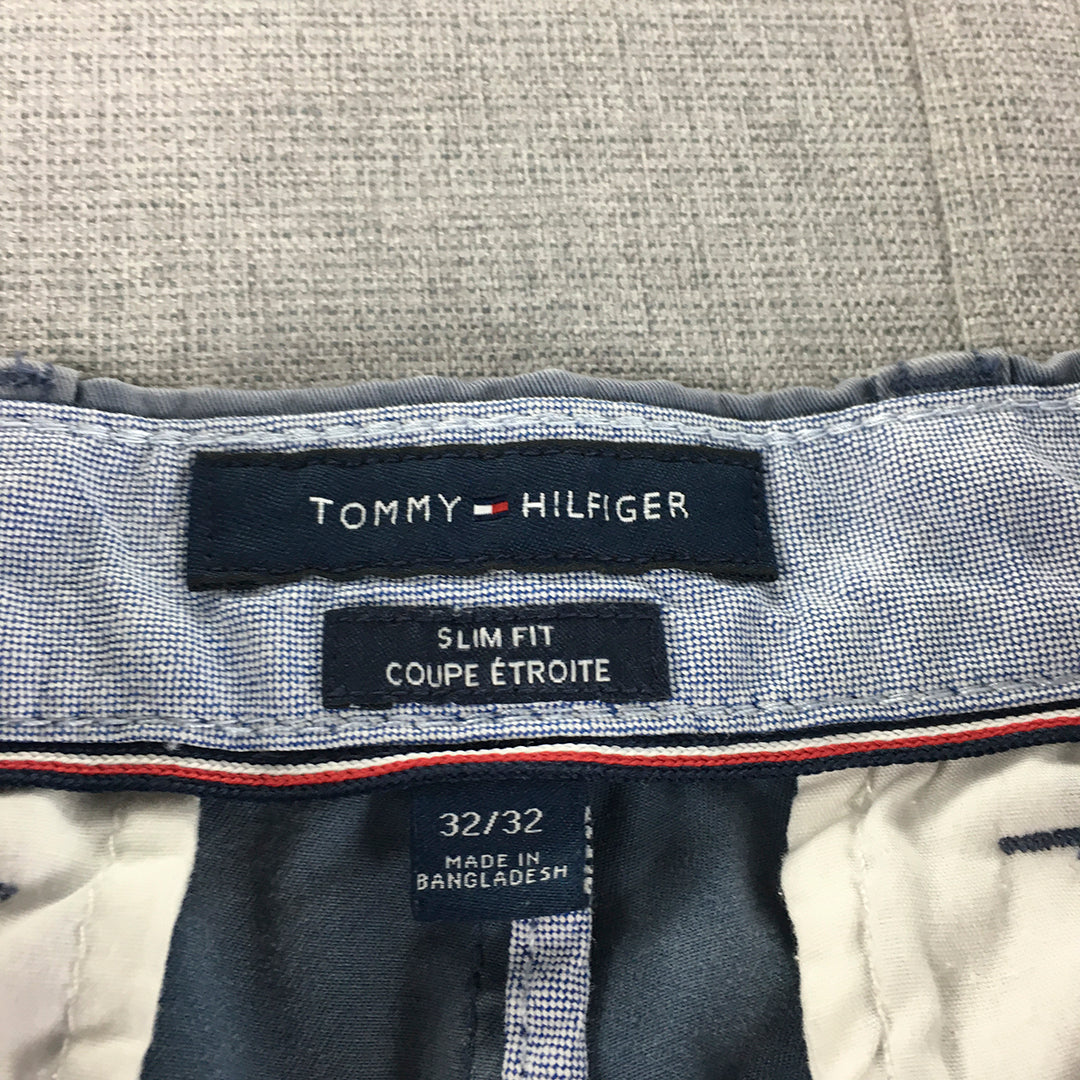 Tommy Hilfiger Mens Chino Pants Size 32 Slim Fit Blue Pockets Trousers