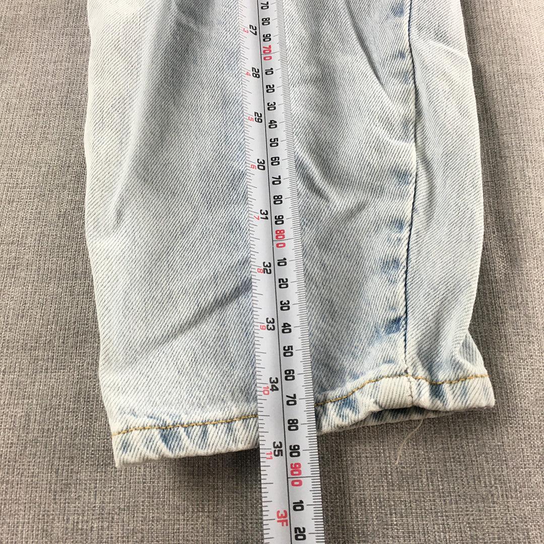 Zara Womens Jeans Size 6 Light Blue Denim Elastic Waist Capri 3/4 Length