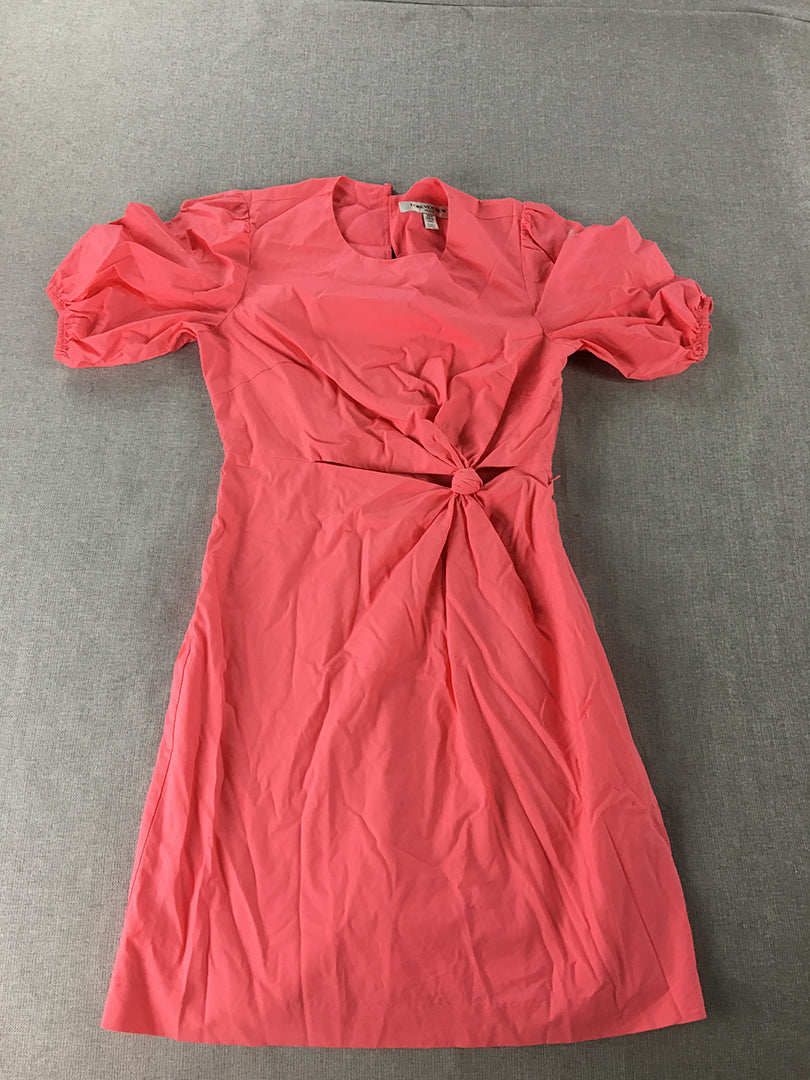 Forever New Womens Mini Dress Size 4 Petite Pink Short Sleeve Pencil