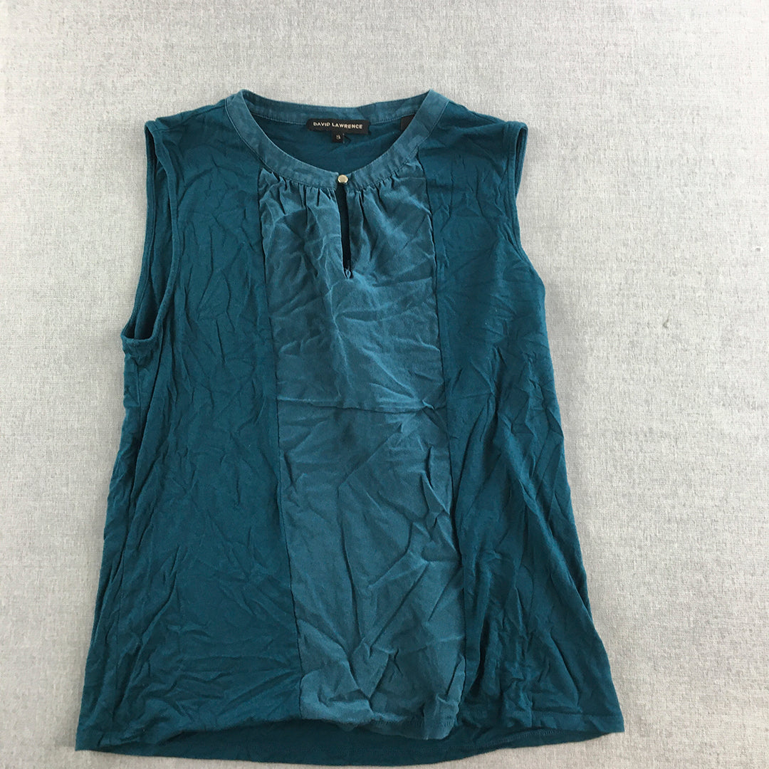 David Lawrence Womens Silk Tank Top Size S Blue Sleeveless Blouse