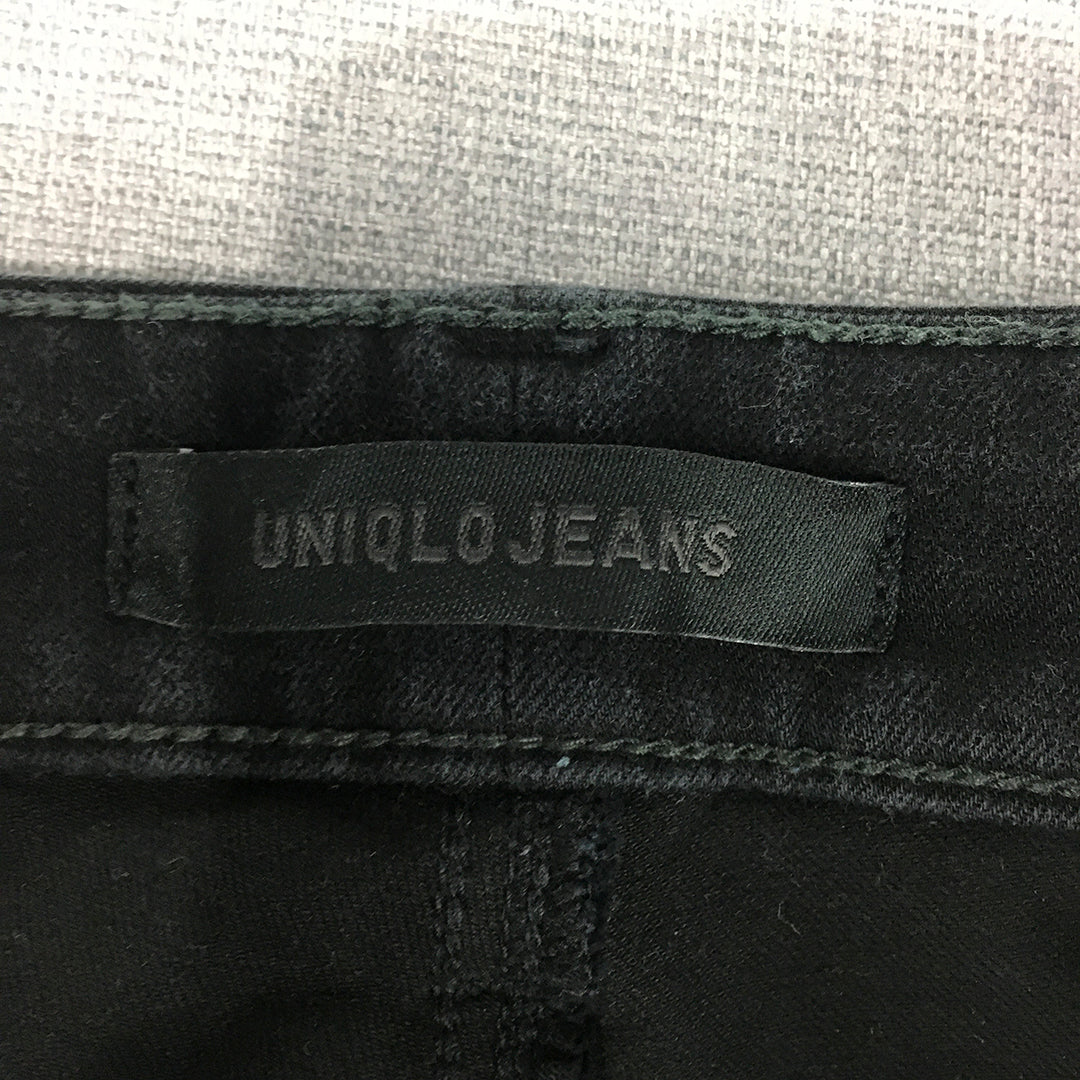 Uniqlo Womens Skinny Jeans Size 26 Black Dark Wash Stretch Fabric Denim