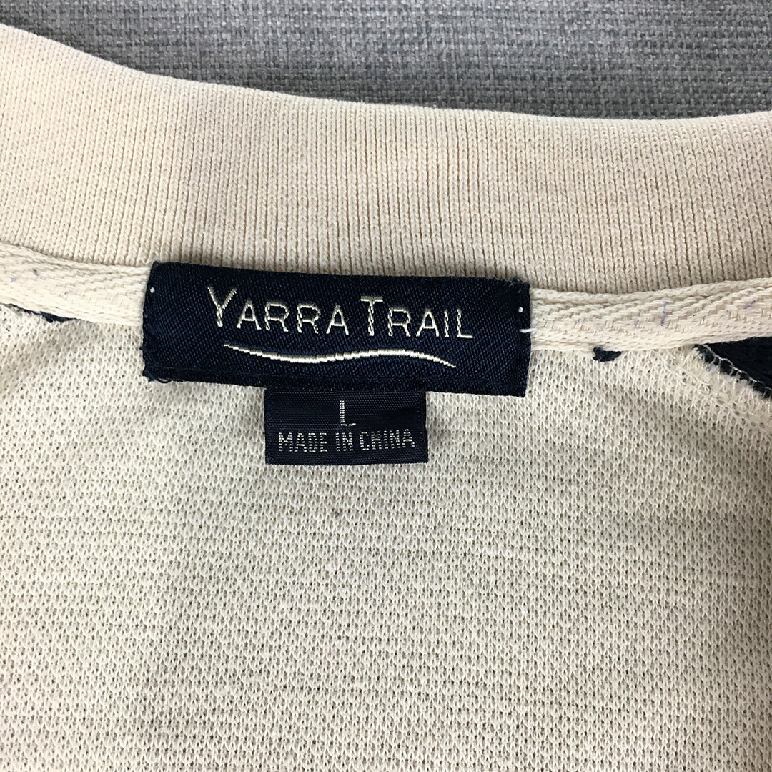 Yarra Trail Mens Polo Shirt Size L White Collared Short Sleeve Rugby