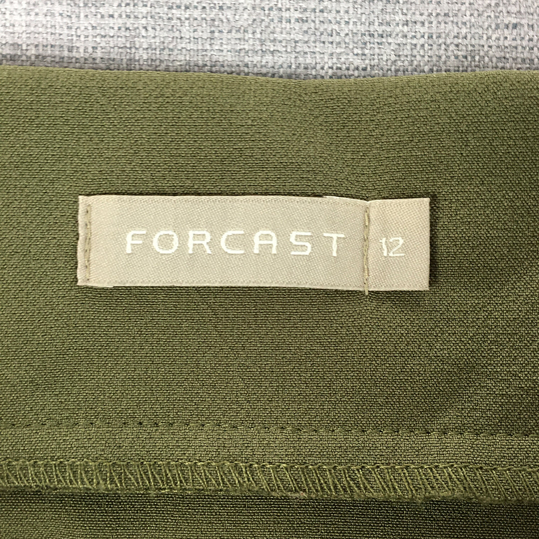 Forcast Womens Skirt Size 12 Khaki Green Belted Midi Straight