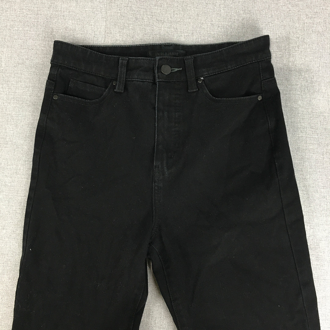 Uniqlo Womens Skinny Jeans Size 26 Black Dark Wash Stretch Fabric Denim