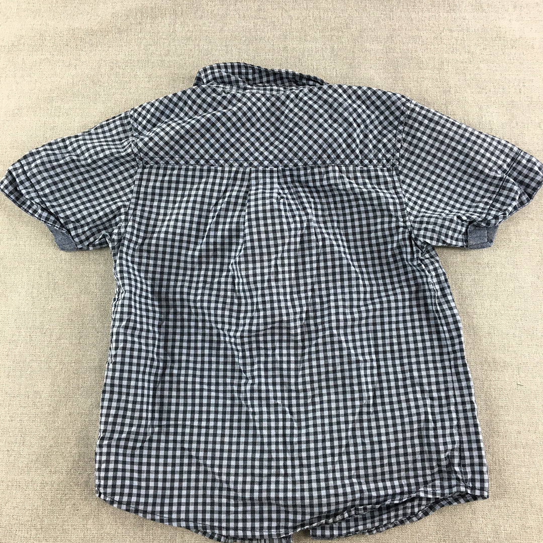 Ben Sherman Kids Boys Shirt Size 6 Blue Checkered Short Sleeve Button-Up