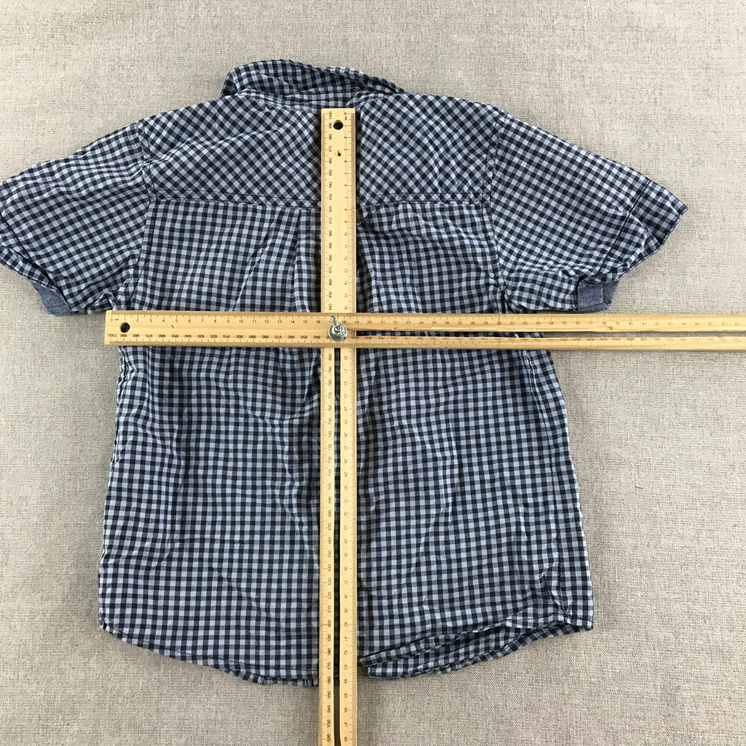 Ben Sherman Kids Boys Shirt Size 6 Blue Checkered Short Sleeve Button-Up