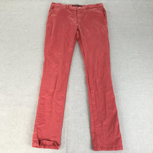 Kenji Mens Chino Pants Size 32 Red Skinny Pockets Straight Leg