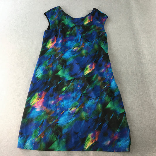 Diana Ferrari Womens A-Line Dress Size 10 Blue Midi Sleeveless