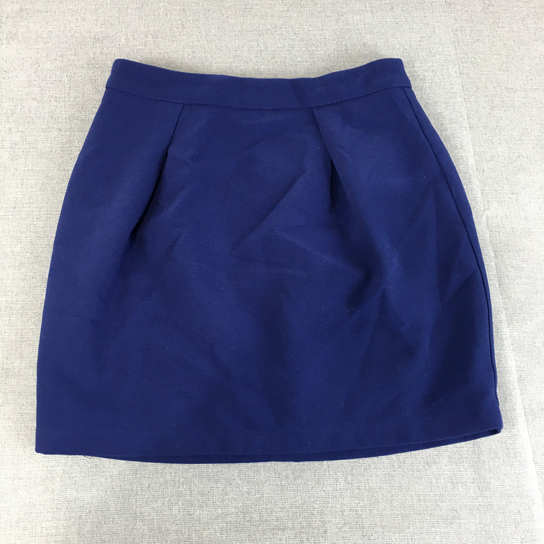 Forcast Womens Mini Skirt Size 10 Blue Pleated Back Zip