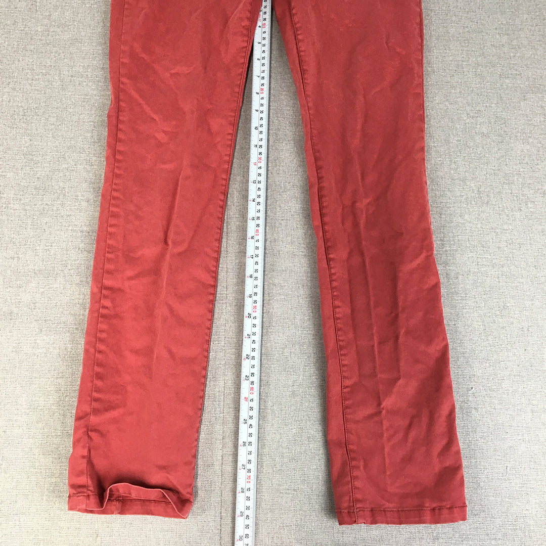 Kenji Mens Chino Pants Size 32 Red Skinny Pockets Straight Leg