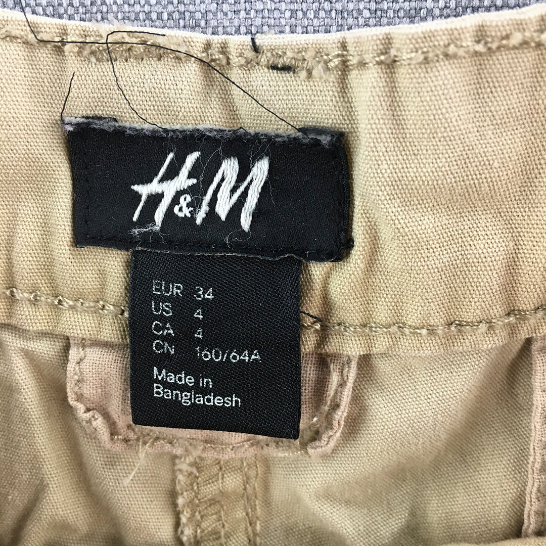 H&M Womens Shorts Size 4 Brown Pockets Bermuda