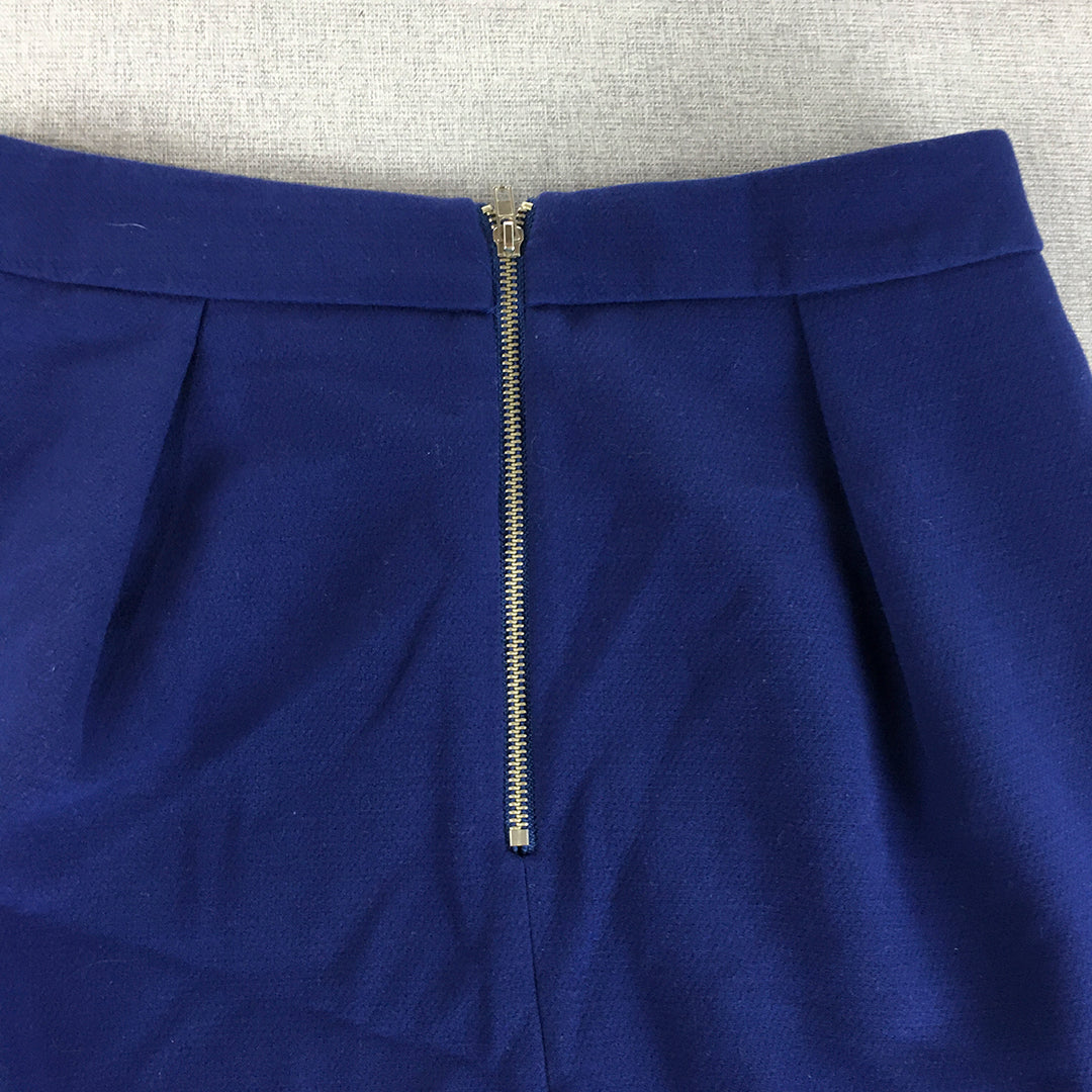 Forcast Womens Mini Skirt Size 10 Blue Pleated Back Zip