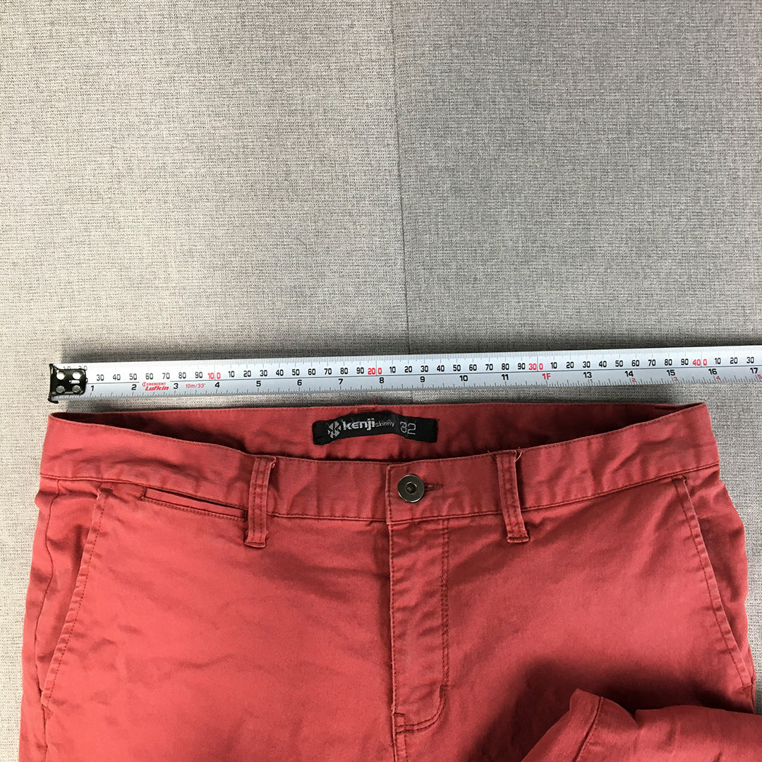 Kenji Mens Chino Pants Size 32 Red Skinny Pockets Straight Leg