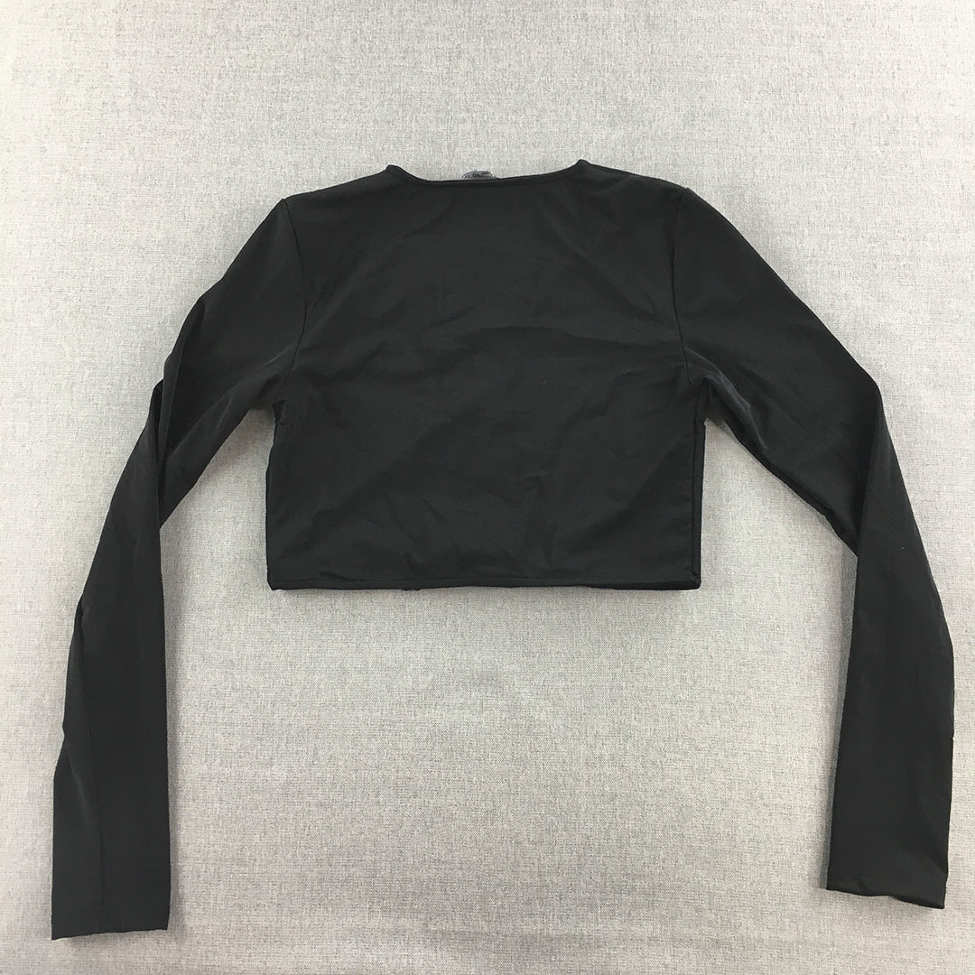 Zara Womens Top Size 28 Black Long Sleeve V-Neck Blouse