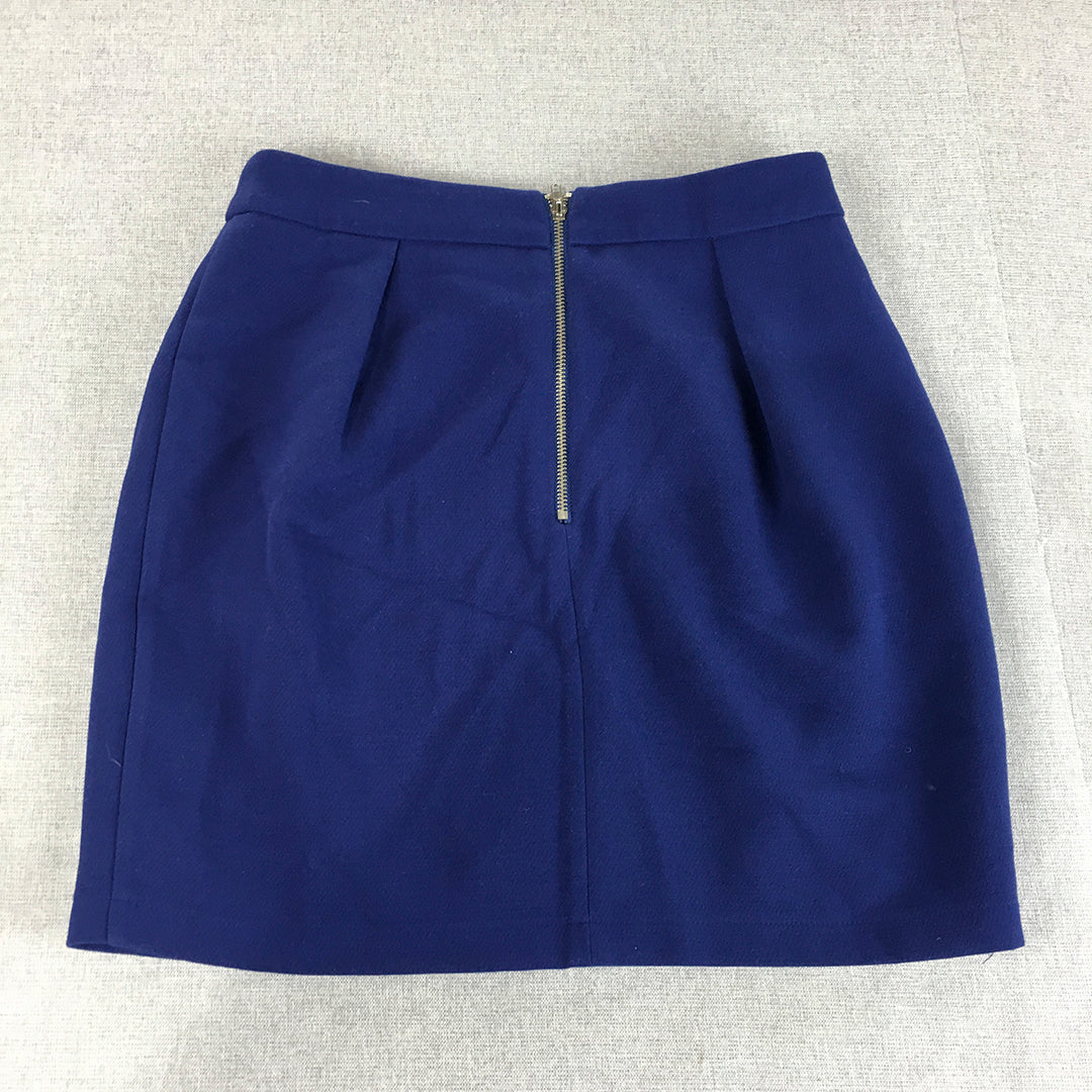 Forcast Womens Mini Skirt Size 10 Blue Pleated Back Zip