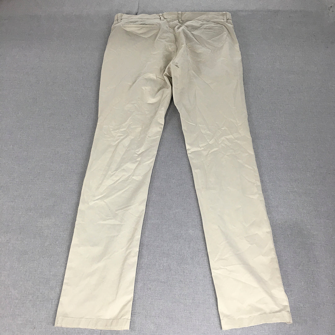 Studio W Mens Chino Pants Size 34 (W34 x L33) Cream Beige Slim Fit Pockets