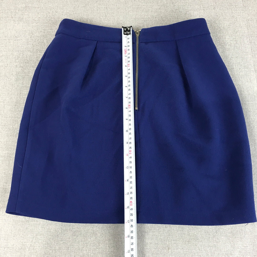 Forcast Womens Mini Skirt Size 10 Blue Pleated Back Zip