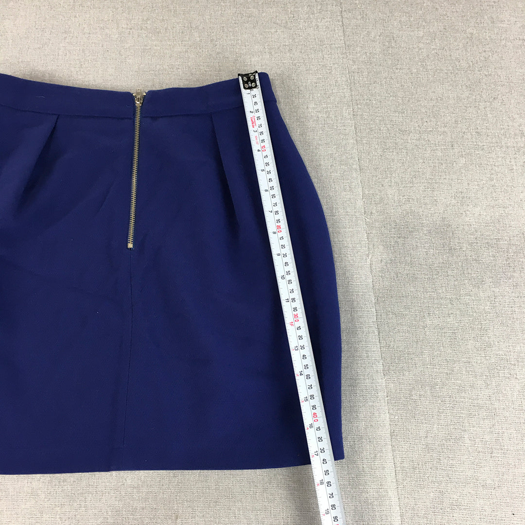 Forcast Womens Mini Skirt Size 10 Blue Pleated Back Zip