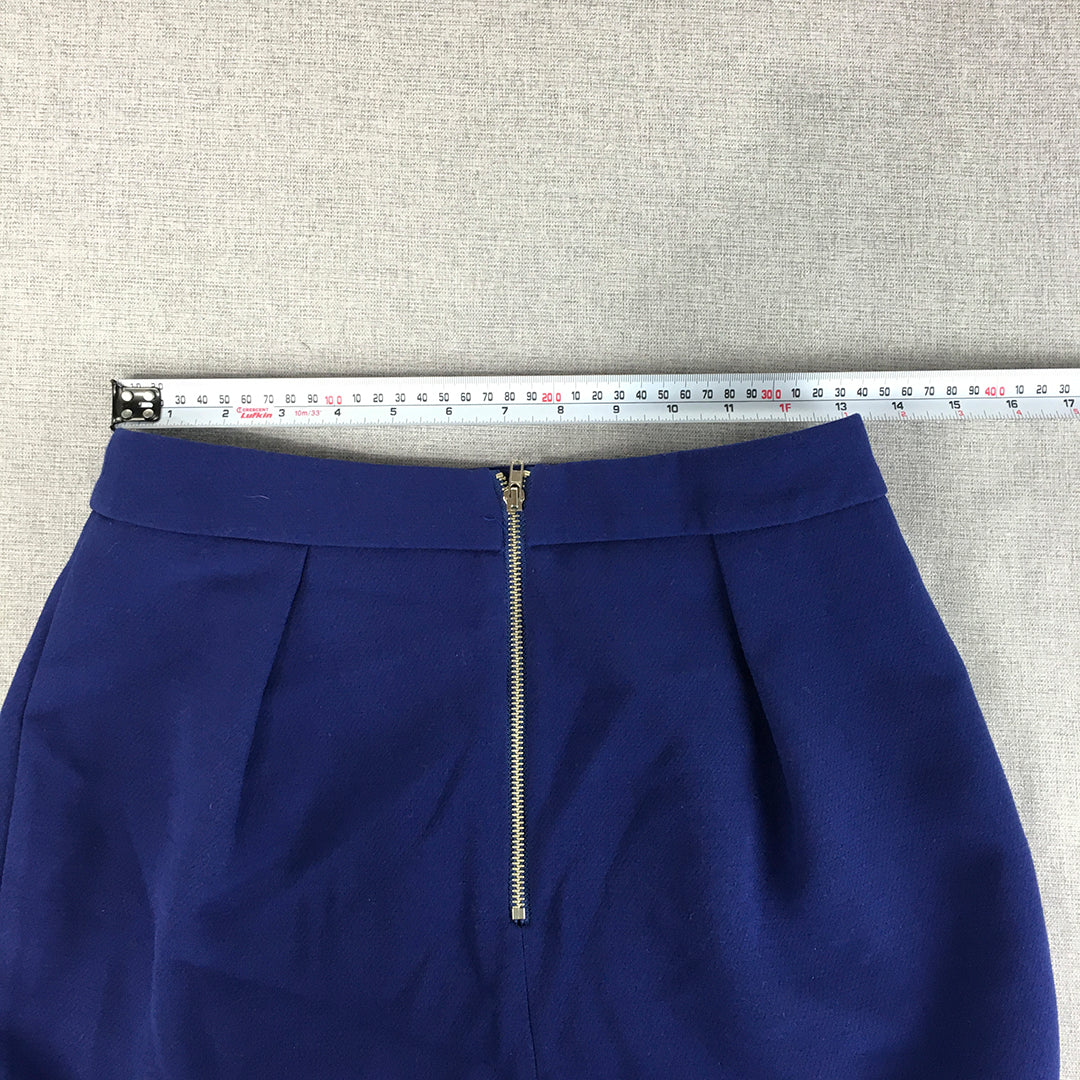 Forcast Womens Mini Skirt Size 10 Blue Pleated Back Zip