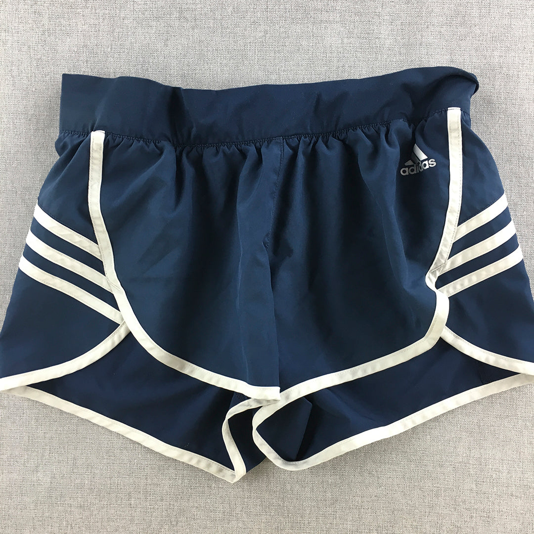 Adidas Womens Shorts Size S Blue Logo Elastic Waist Athletic Running Gym