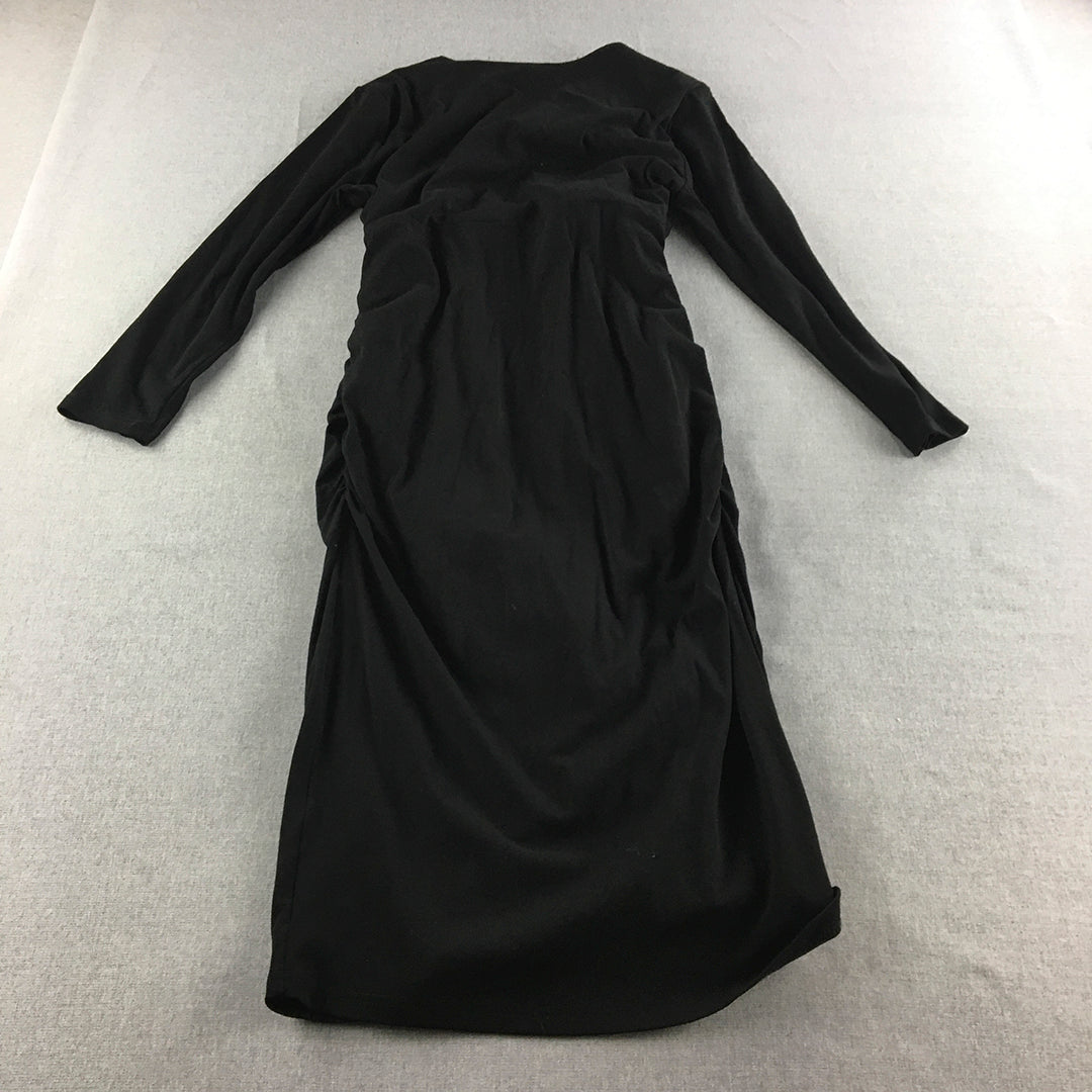 Lorraine Womens Dress Size 14 Black Long Sleeve Midi