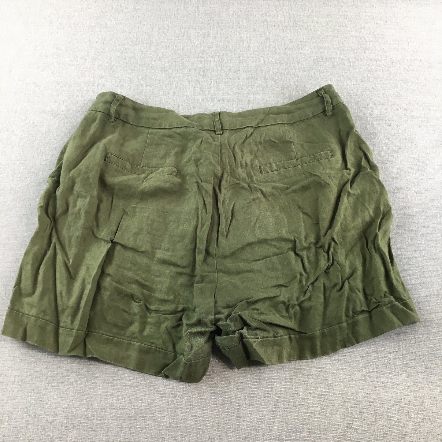 French Connection Womens Linen Shorts Size 12 Green Pockets