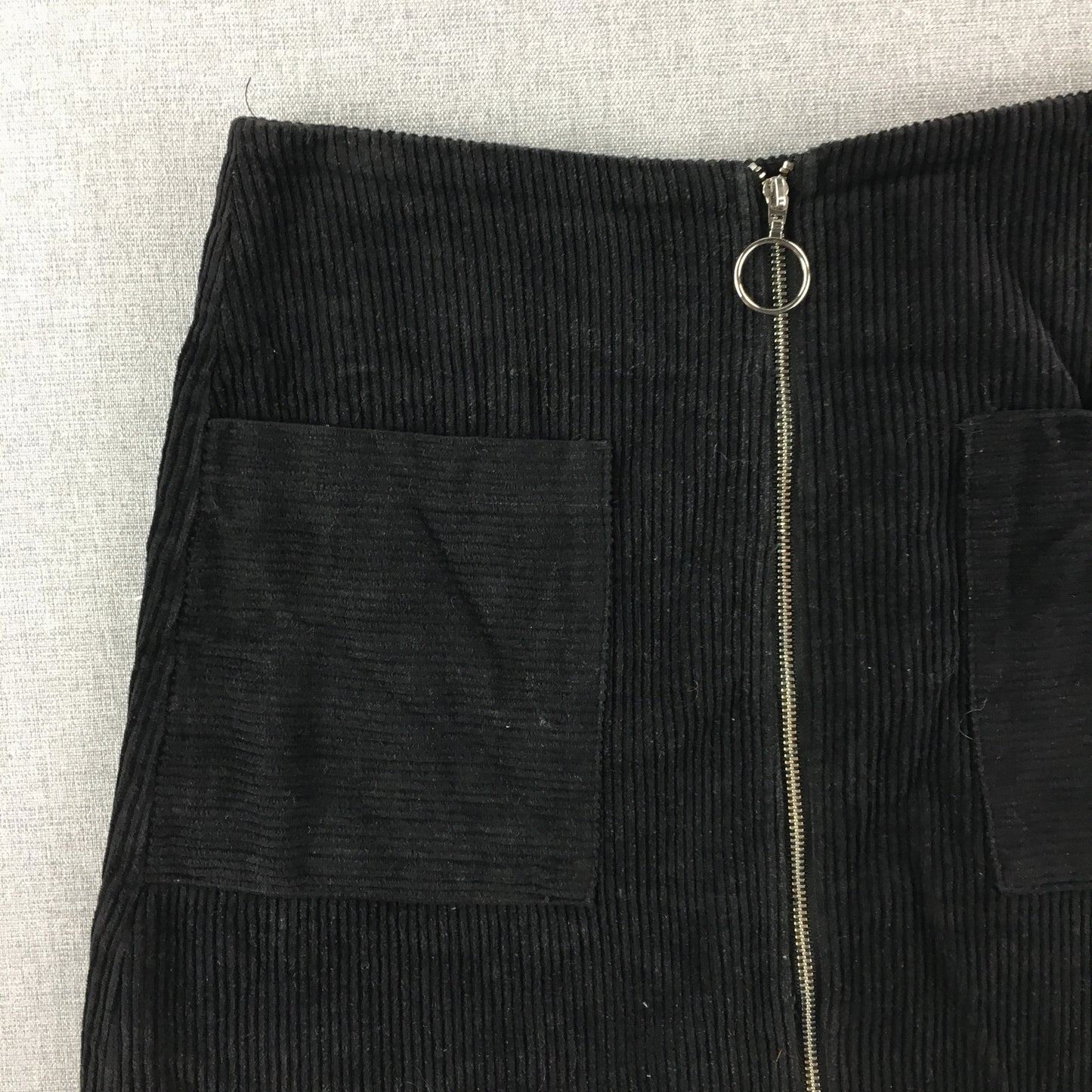 Subtitled Womens Corduroy Skirt Size XS Black Mini Zip