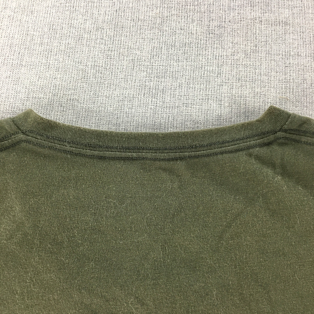 Uniqlo Mens T-Shirt Size XL Khaki Green Short Sleeve V-Neck Tee