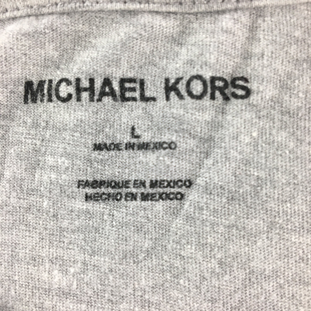 Michael Kors Mens T-Shirt Size L Grey Big Logo Short Sleeve Crew Neck Tee MK