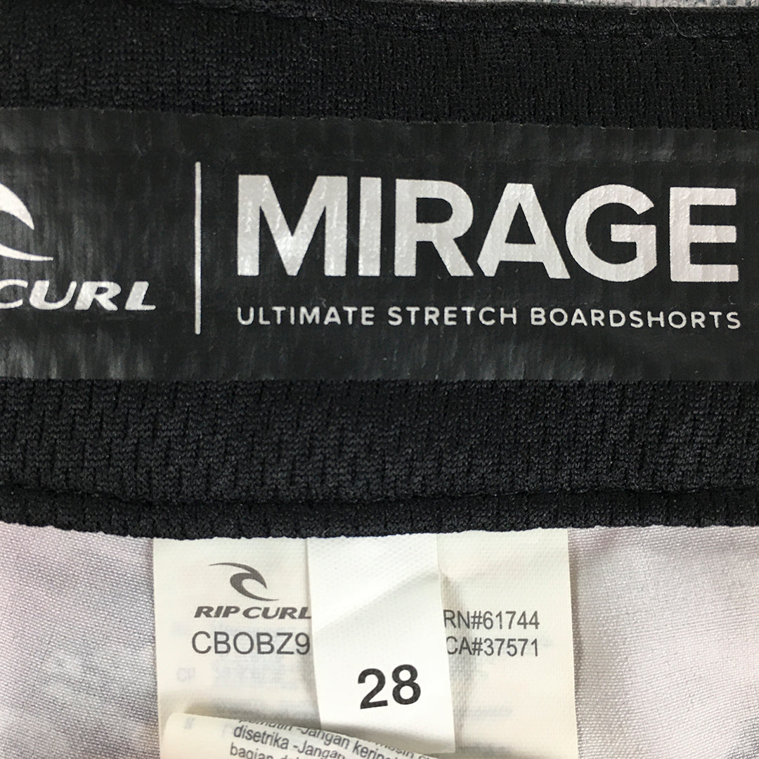 Rip Curl Mirage Mens Board Shorts Size 28 White Red Aloha Hawaiian Surf Swim