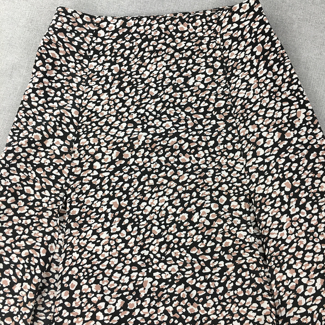 Beyond Her Womens Maxi Skirt Size 6 Black Floral Dot A-Line