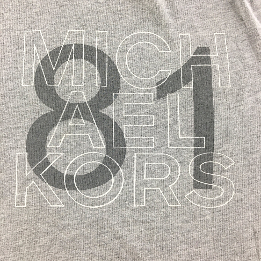 Michael Kors Mens T-Shirt Size L Grey Big Logo Short Sleeve Crew Neck Tee MK