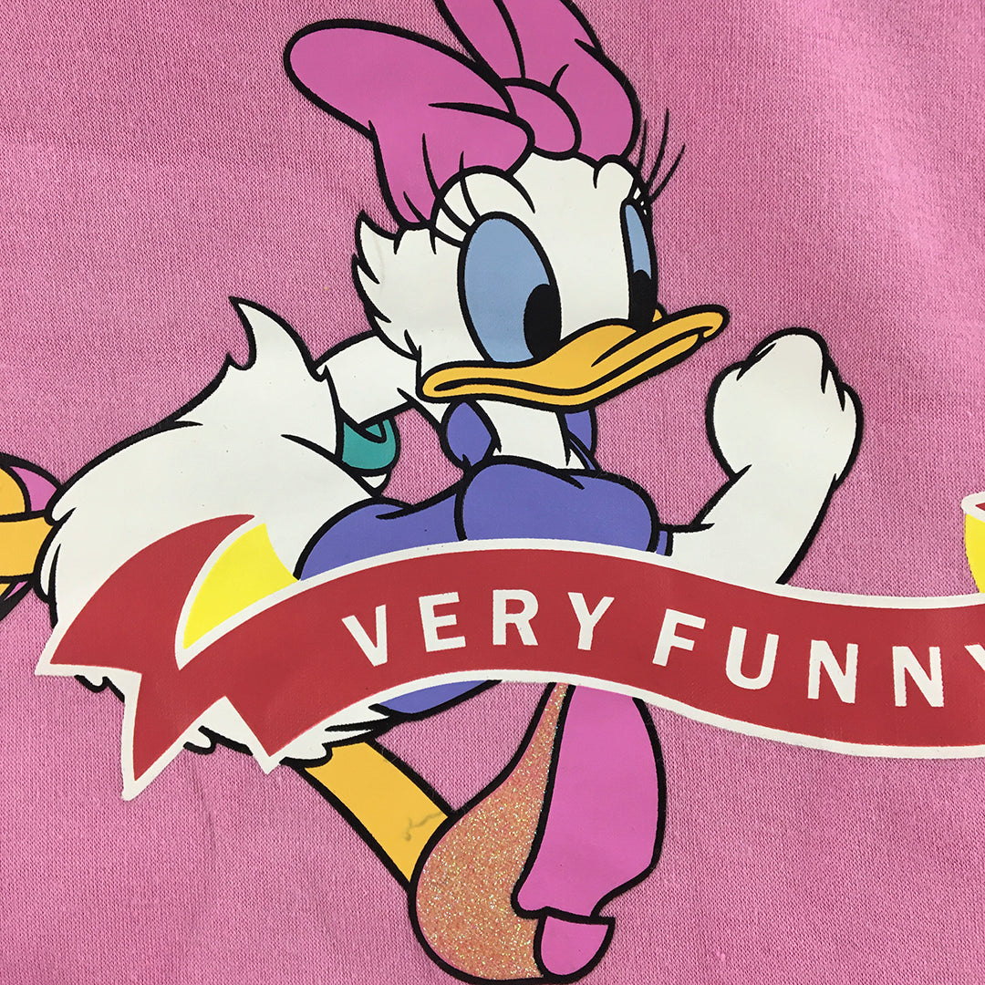 Daisy Duck Kids Girls Sweater Size 10 Pink Disney Looney Tunes Pullover Jumper