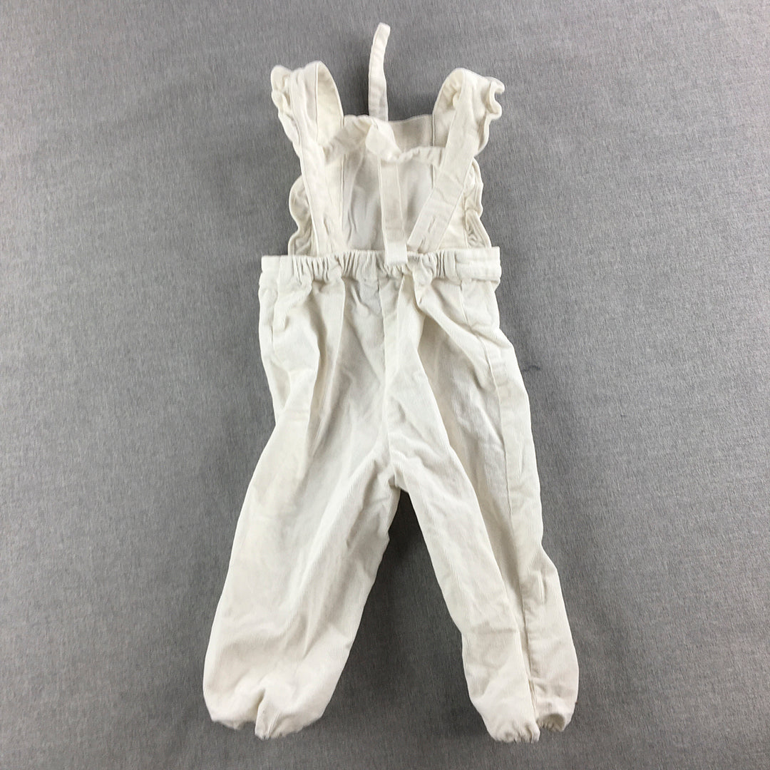 Bardot Junior Baby Toddler Girls Bodysuit Size 2 White Overalls One-Peice