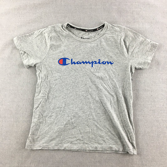 Champion Kids Boys T-Shirt Size 12 Grey Logo Short Sleeve Top