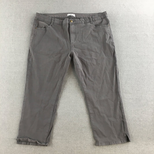 Bird Keepers Womens Capri Pants Size 16 Grey 3/4 Length Pockets