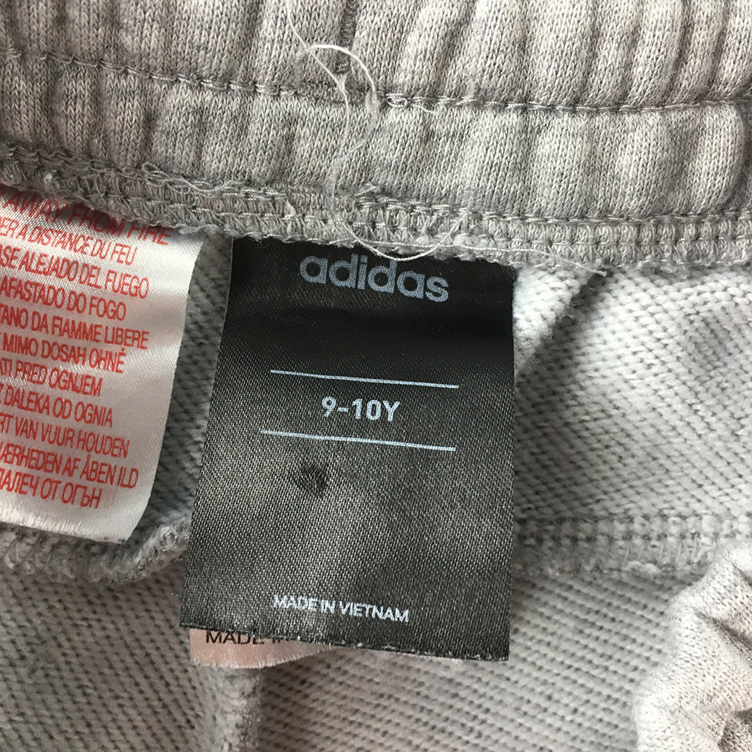 Adidas Kids Girls Shorts Size 9 - 10 Years Grey Pink Drawstring